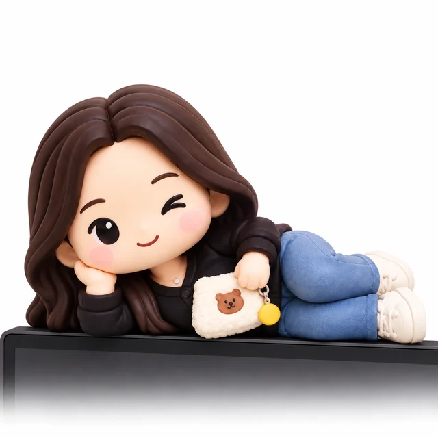 모니터피규어 · 눕기 · 아트토이 · 전체 길이 약 4cm 예시 1