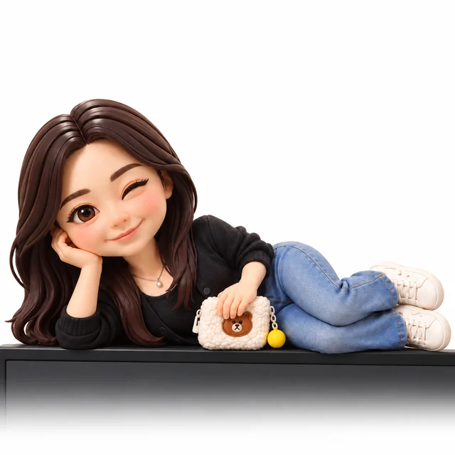 모니터피규어 · 눕기 · 캐릭터 · 전체 길이 약 4cm 예시 1
