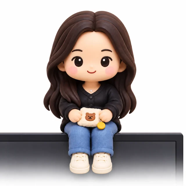 모니터피규어 · 앉기 · 아트토이 · 전체 높이 약 4cm 예시 1